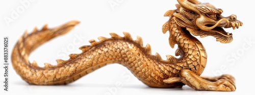 Wallpaper Mural  A golden dragon figurine sits atop a white surface with its mouth agape Torontodigital.ca