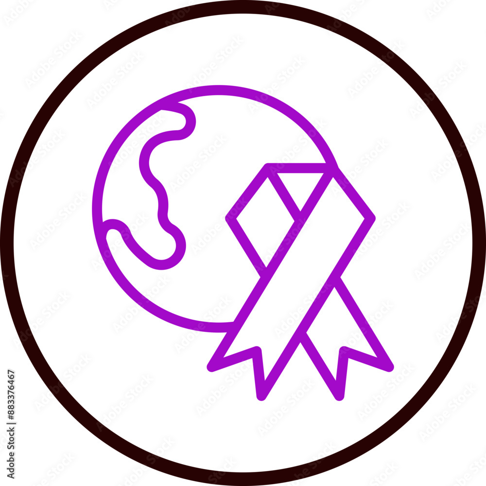 World Aids Vector Line Purple Circle Black World Aids Vector Line Purple Circle Black