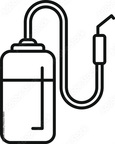 Line drawing of a manual pesticide sprayer, a tool commonly used in gardening and agriculture for pest control