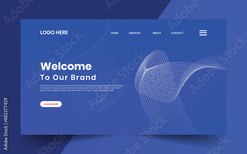 Modern technology abstract creative dynamin gradient wave line welcome banner background for website landing page, hero banner design, webpage header