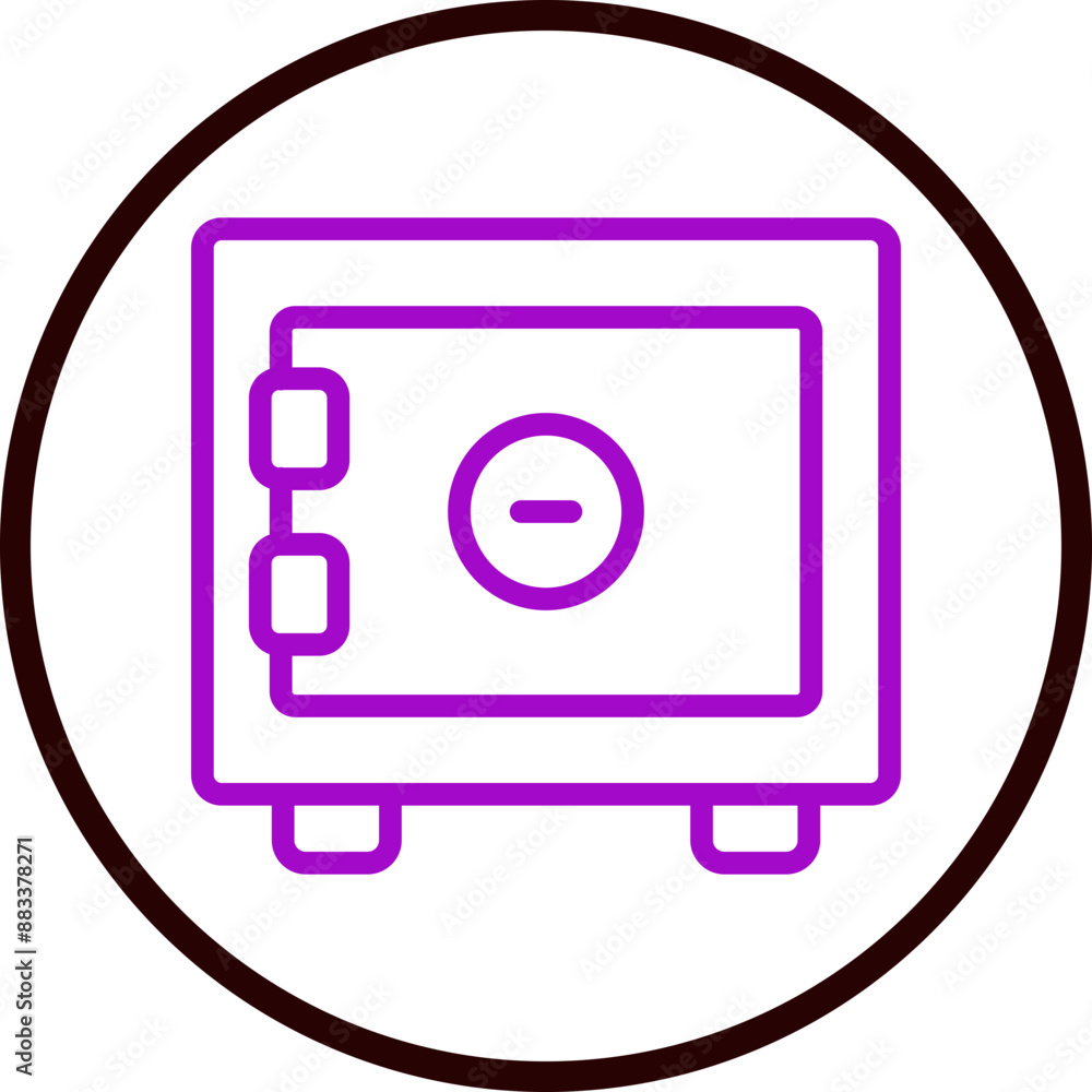 Safe Box Vector Line Purple Circle Black Safe Box Vector Line Purple Circle Black