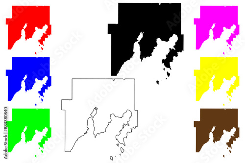 Delta County, Michigan (U.S. county, United States of America, USA, U.S., US) map vector illustration, scribble sketch Delta map