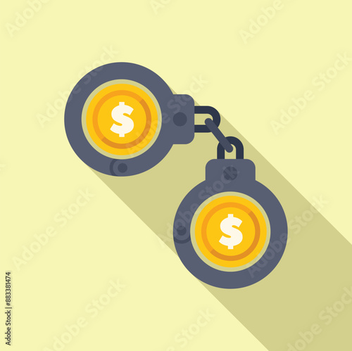 Handcuffs are arresting money laundering with dollar coins inside representing the concept of financial crime