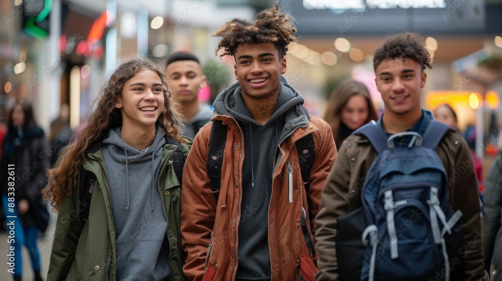 Teen Friendship Outdoors - Casual Group of Teens Smiling in Urban Setting for Lifestyle and Social Media Design. Generative ai Teen Friendship Outdoors - Casual Group of Teens Smiling in Urban Setting for Lifestyle and Social Media Design. Generative ai