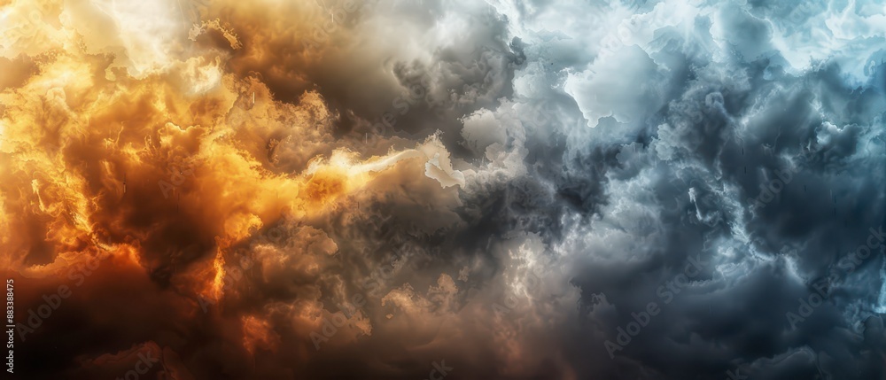 Dramatic Orange And Grey Clouds In The Sky At Sunset Dramatic Orange And Grey Clouds In The Sky At Sunset