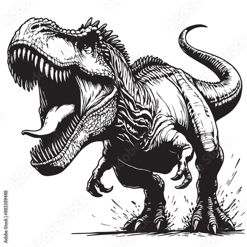 Coloring Page Outline of Carnotaurus roaring Dinosaur. Coloring Book page for kids. outline vector illustration isolated on a white background