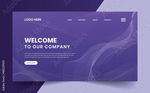Modern technology abstract creative dynamin gradient wave line welcome banner background for website landing page, hero banner design, webpage header