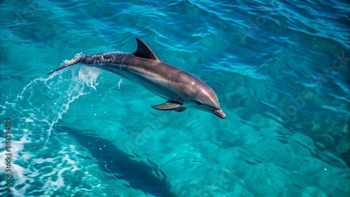 dolphin-flying-in-the-ocean--top-view  © servoooo