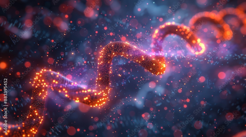 Abstract digital wave featuring glowing particles and vibrant colors symbolizes data or technology advancements Abstract digital wave featuring glowing particles and vibrant colors symbolizes data or technology advancements