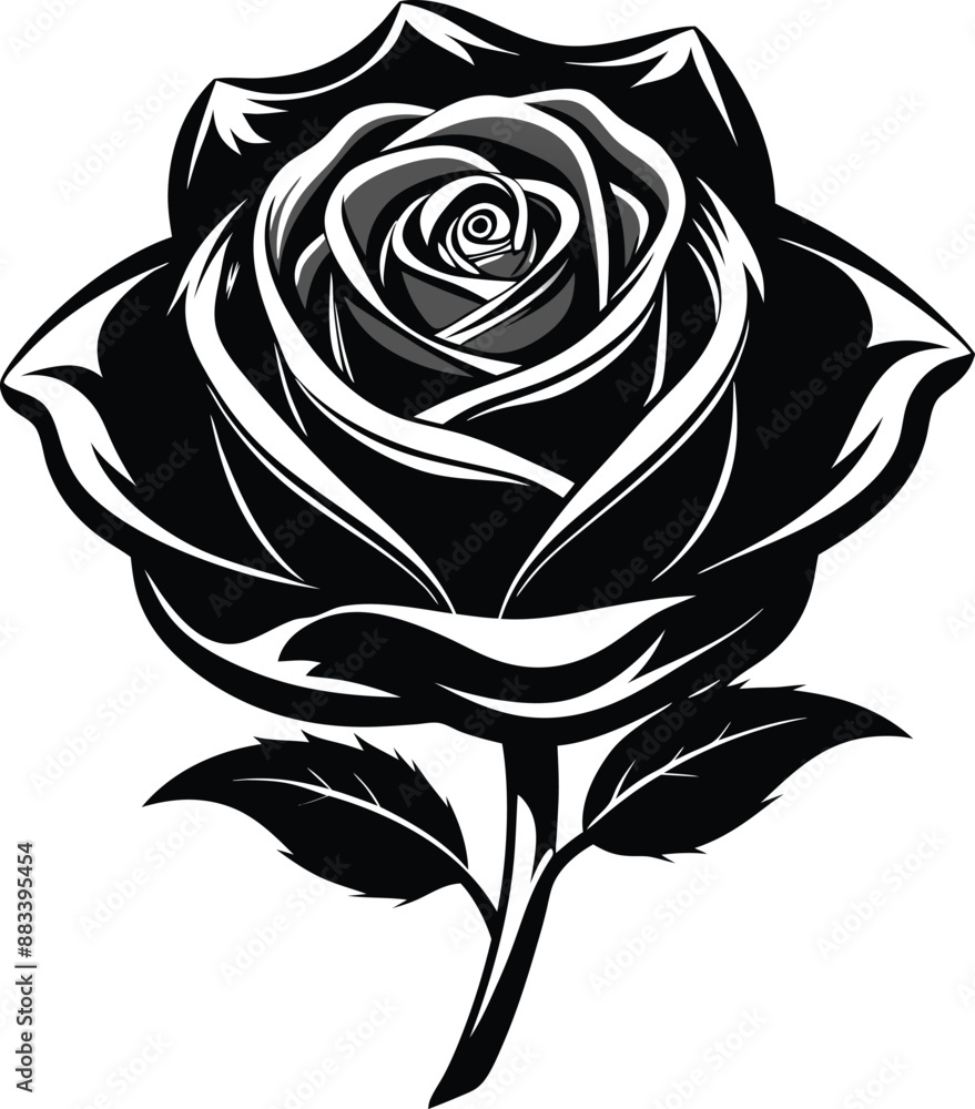 The rose, in a monochromatic style and black and white color The rose, in a monochromatic style and black and white color