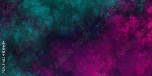 Dark concrete wall beautiful green and dark blue ocean background. Colorful Stained stony rusty wall background. Aquamarine and pink Abstract Glowing Space Stars. Vintage paper textured aquarelle