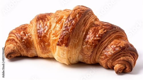 Fresh tasty croissants on white background with clipping path, French pastry. 