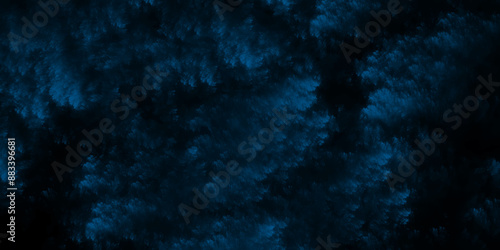 Blue background texture navy blue blurred background with neon light particle effect. Blue color dust particles explosion dramatic smoke in the room. Vivid textured aquarelle painted lightning night. 