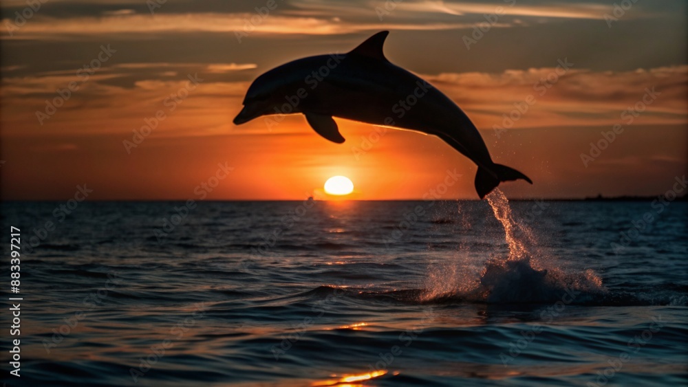 dolphon-jumping-in-the-ocean-and-its-shadow-fallin dolphon-jumping-in-the-ocean-and-its-shadow-fallin