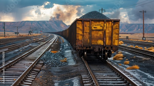 Train transporting coal. Generative AI.