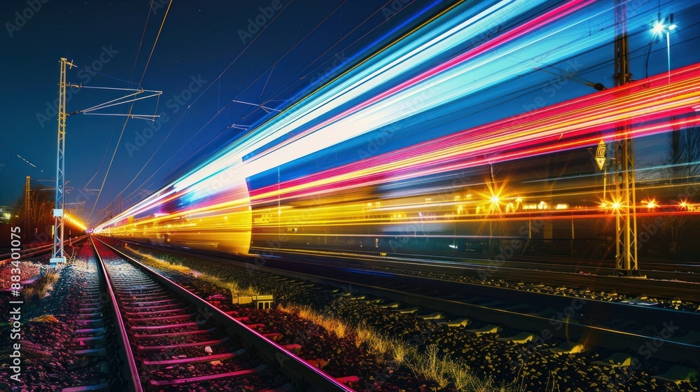 Train Lights Streak Through the Night Train Lights Streak Through the Night
