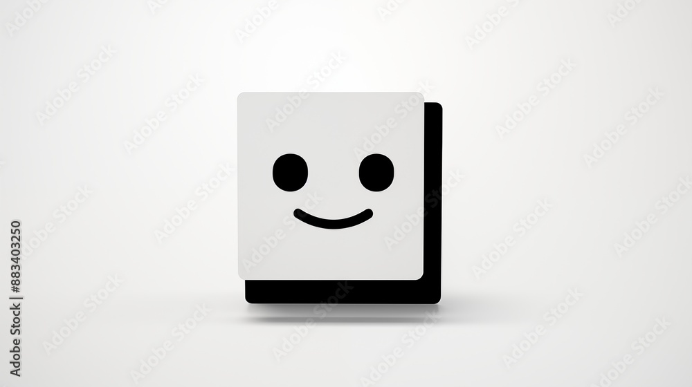 Minimalist Cute Smiley Face Square Icon in Black and White Minimalist Cute Smiley Face Square Icon in Black and White