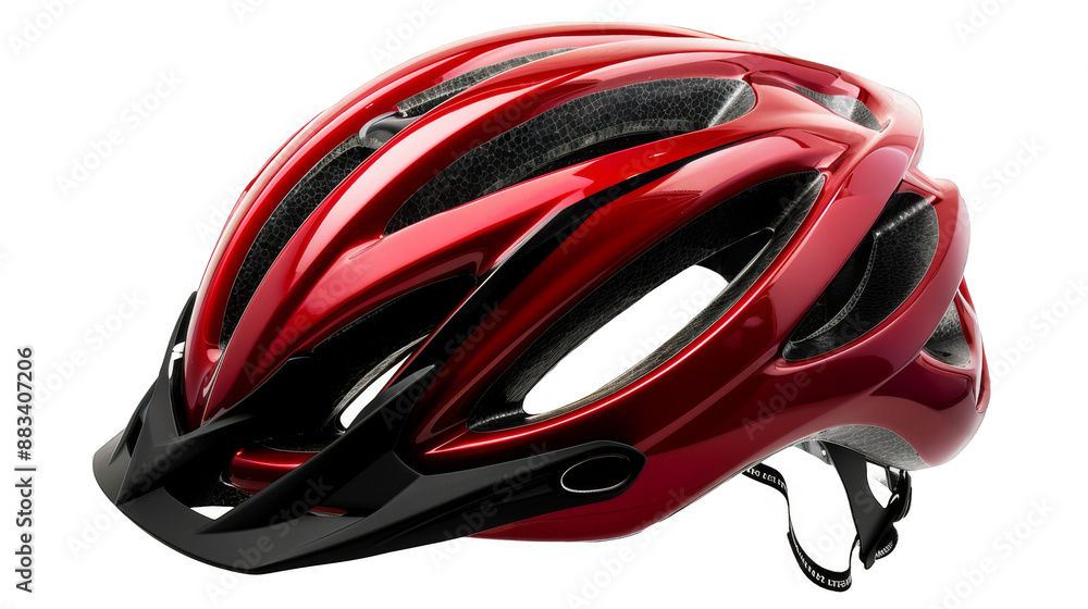 Red bicycle helmet Isolated on transparent background Red bicycle helmet Isolated on transparent background