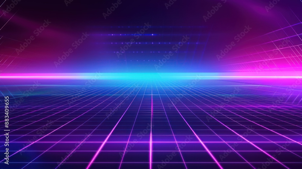 Neon Grid in a Purple and Blue Landscape Neon Grid in a Purple and Blue Landscape
