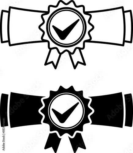 Diploma icons. Black and White Vector Icons. University, College, or School Graduate Diploma. Education Concept