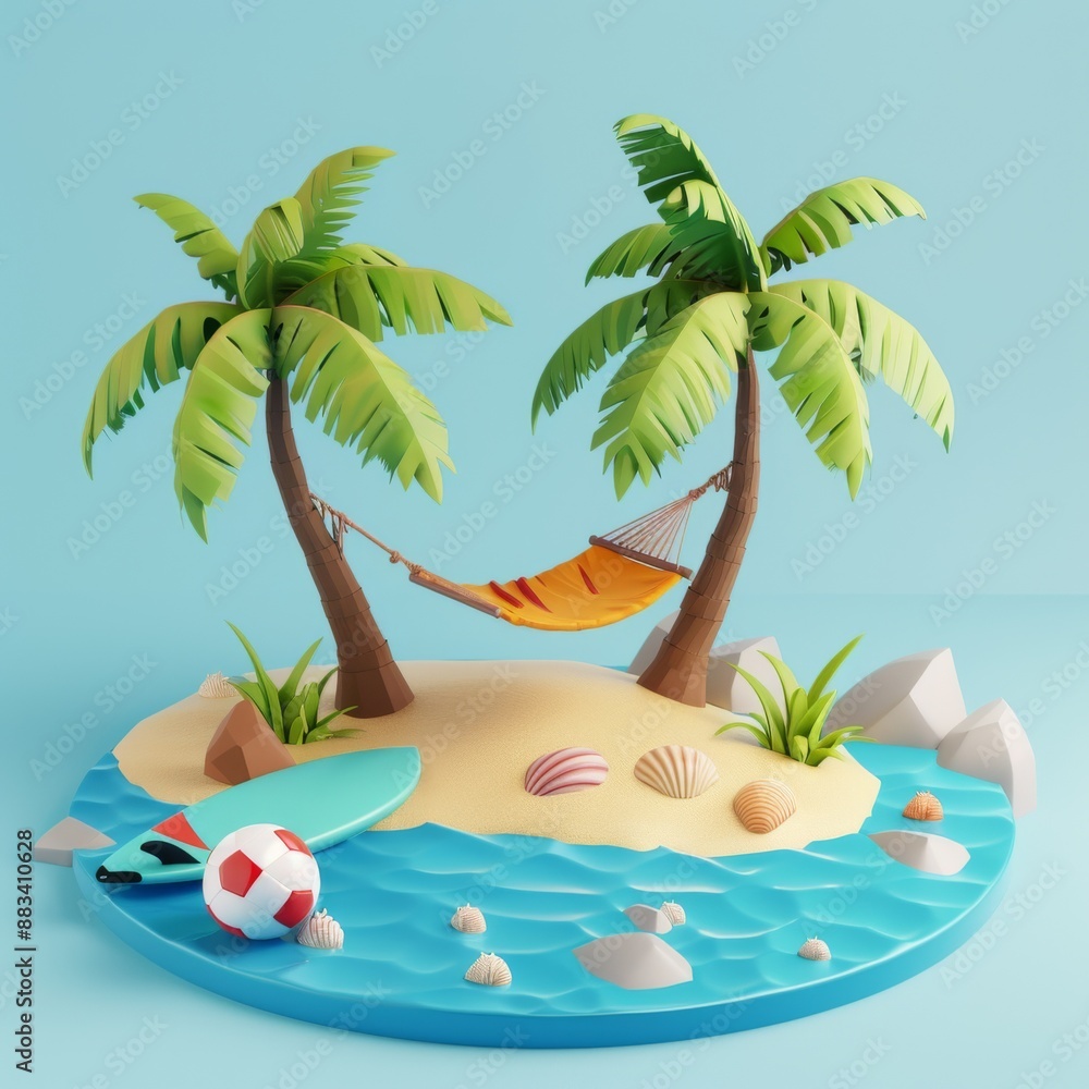 Fototapeta premium Isometric illustration of a tropical island