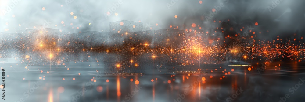 Fototapeta premium Digital Network Connections in Misty Atmosphere