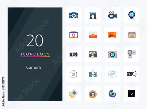 Set of 20 Flat Camera and Photography icons
