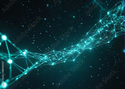 Connected network big data flow digital connectivity futuristic technology data visualization glowing nodes information technology tech innovation AI network structure