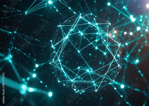 Connected network big data flow digital connectivity futuristic technology data visualization glowing nodes information technology tech innovation AI network structure
