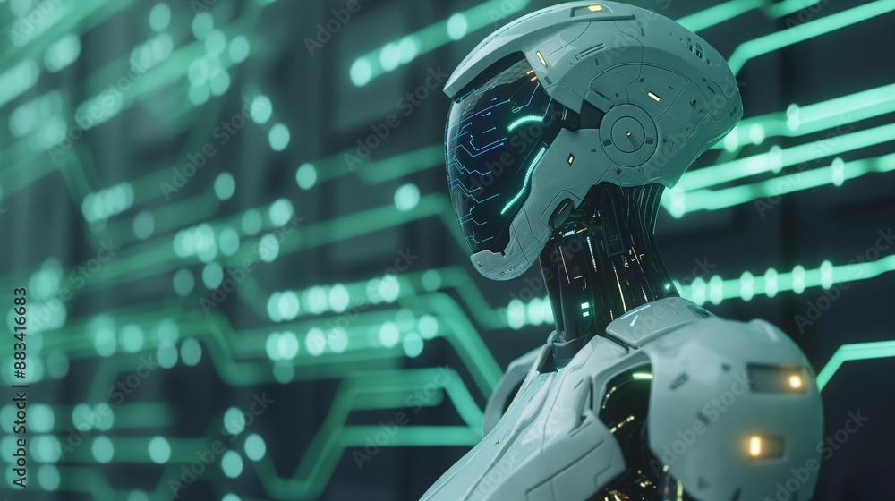 Advanced Robot with Futuristic Circuitry Background Advanced Robot with Futuristic Circuitry Background