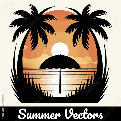Summer beach vector t-shirt design.