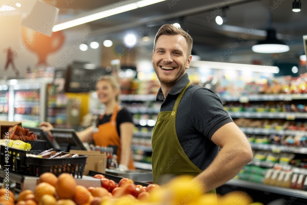 Senior couple using self-checkout at store. Beautiful simple AI generated image in 4K, unique. Senior couple using self-checkout at store. Beautiful simple AI generated image in 4K, unique.