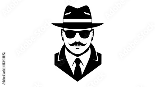 person in a hat, incognito sign with man in glasses and hat, black illustration of incognito sign with man