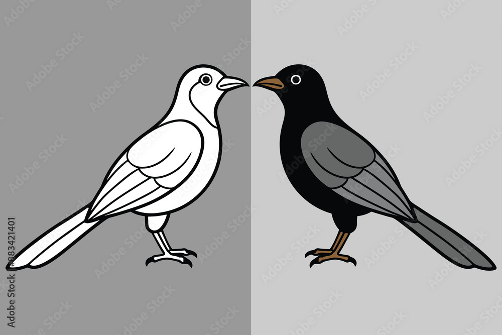 Fototapeta premium Set of cute birds isolated on white background. birds silhouettes set. Birds icon Set . Birds. Love Birds. Wildlife, Flying, illustration, Silhouette. Birds Vector illustration.