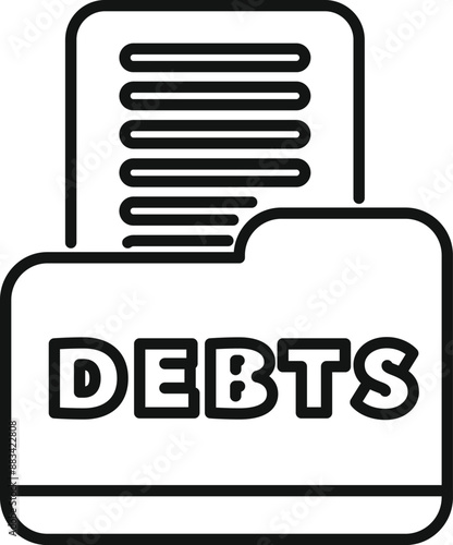 Simple black and white line drawing of a folder containing documents, representing the concept of debt