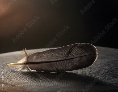 Pluma negra , fondo negro y blanco con telas , luz de estudio lente F1.8 photo