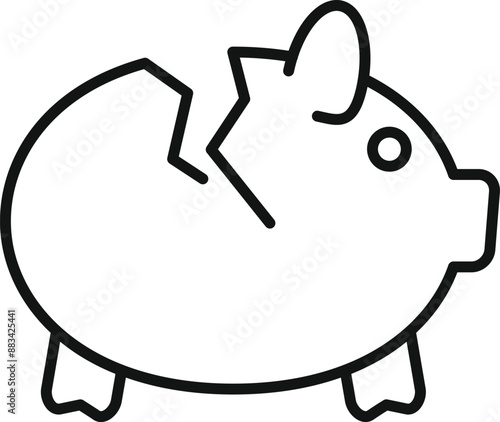 Piggy bank is cracking, symbolizing economic hardship
