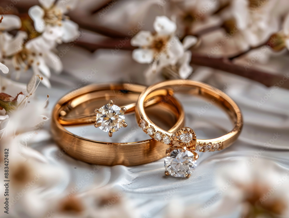 Elegant gold wedding rings with diamonds Elegant gold wedding rings with diamonds