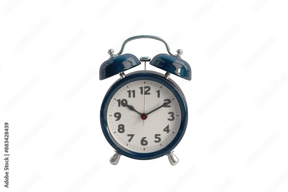 Back to School A classic blue alarm clock with white face and black hands, isolated on a PNG dicut Back to School A classic blue alarm clock with white face and black hands, isolated on a PNG dicut
