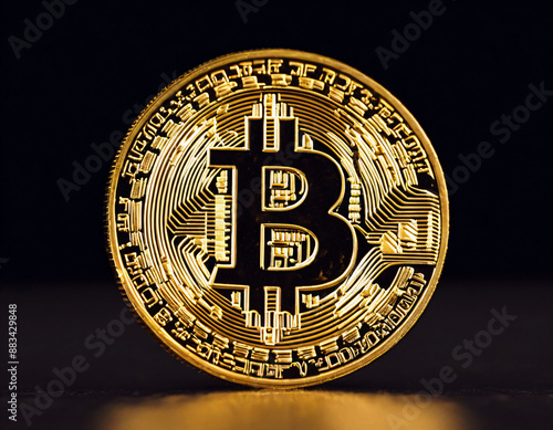 A virtual Bitcoin coin that symbolizes cryptocurrency.