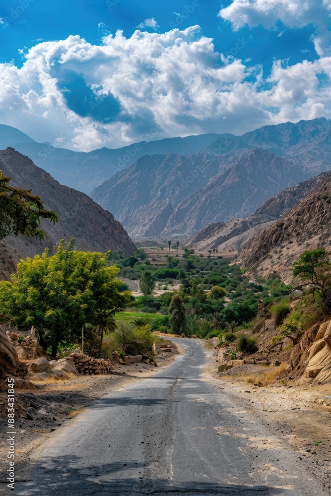 Desert Road with Mountainous Background Desert Road with Mountainous Background