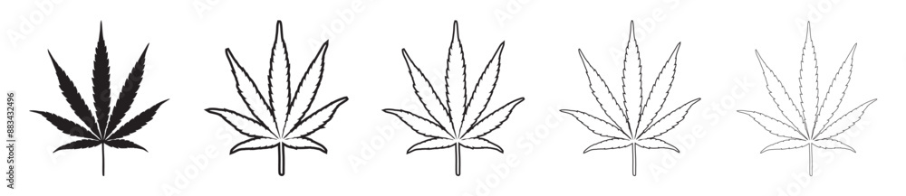 Marijuana and Cannabis Leaf Set Icon. Marijuana and Cannabis Leaf Set Icon.