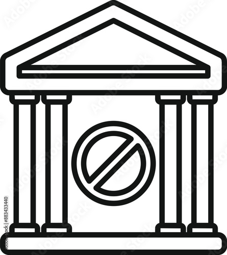 Simple icon representing a government building with a stop sign, indicating restricted access or closure