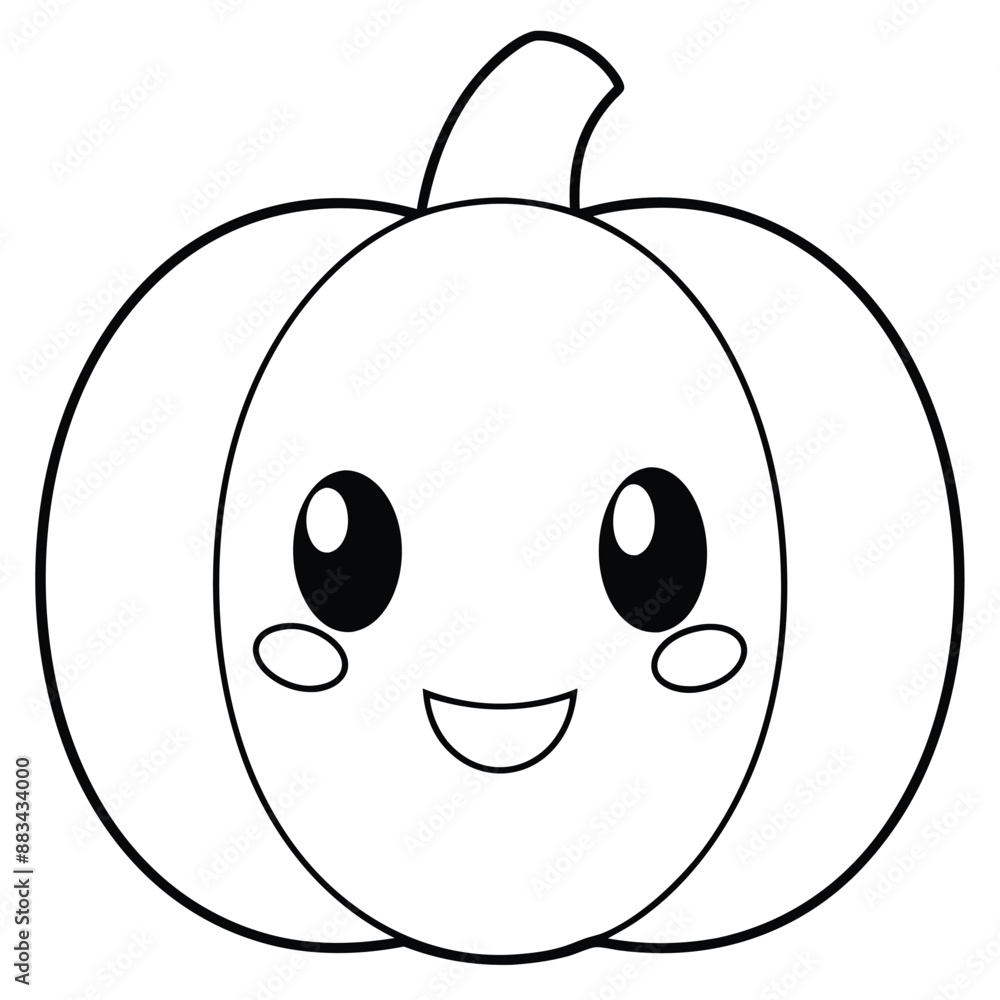 Fototapeta premium Cute Halloween Pumpkeen Vector on white background , Mandala coloring page