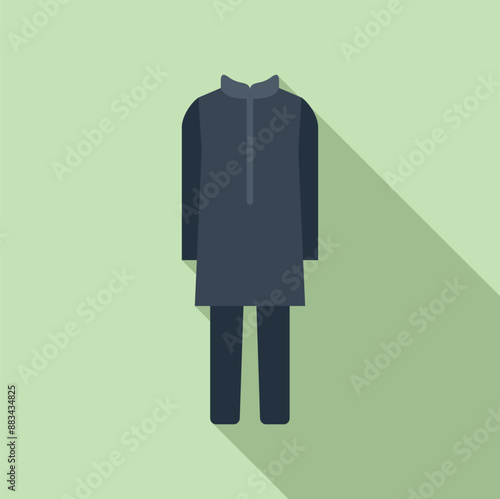 Muslim man traditional clothes presenting long shadow flat icon, suitable for ramadan theme
