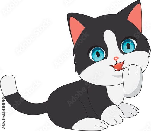 Cute cat with giggling smiling face