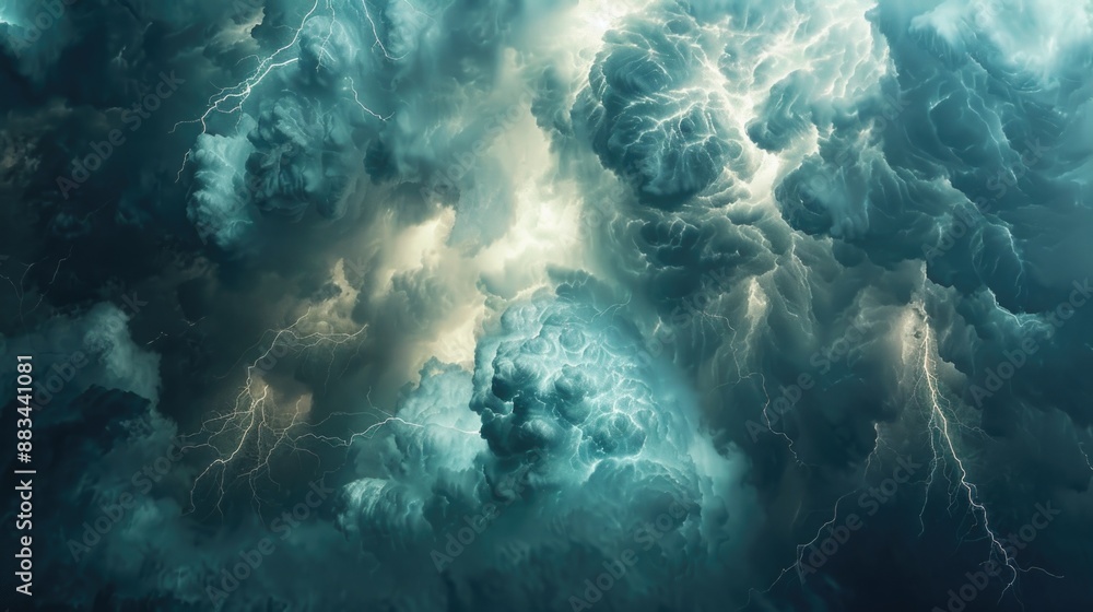 Obraz premium Lightning Cloud Stormy Sky
