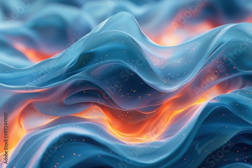 Abstract Artistic Waves of Vibrant Blue and Fiery Orange Colors Flowing Together Creating Dynamic and Mesmerizing Fluid Patternsabstract photo