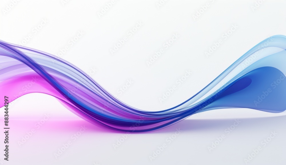 Obraz premium 3D render of an abstract blue and purple wave shaped curve. The image is rendered in the style of curved shapes and flowing colors typically seen in abstract artworks. Any Chinese characters in the or