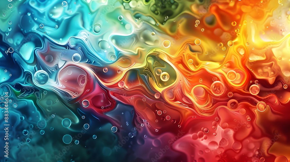 Obraz premium Colorful Abstract Liquid Vibrant Texture Background Bubbles